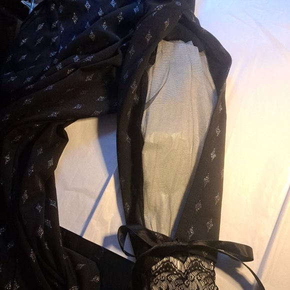 M made in ITALY from SUNDANCE catalog NWT Dress Sz S LACE & BOW CUFFS SHEER ARMS - Picture 3 of 12